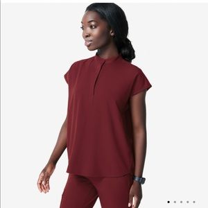 FIGS Rafaela Top Burgundy
